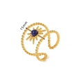 18k gold-plated sunburst open ring featuring a blue stone in a retro celestial design - Blue Bead Starburst Shape Style (HF-J1457)