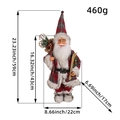 18-inch standing Santa doll in red and grey plaid outfit with dimensions and 460g weight - Faux Linen Plaid Hat Style