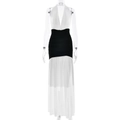 Elegante zwart-witte maxi-jurk met V-hals en gelaagde tule rok voor een luxe uitstraling - S / Zwart en Wit