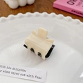 Mini cream candy-colored hair claw clip on a ceramic plate for stylish hair styling - 3cm / Black & White