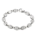 Bracciale in acciaio inossidabile argento con maglie ovali a griglia testurizzata - Trama a Griglia / Colore Acciaio (8mm)