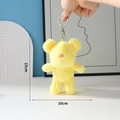 Yellow plush teddy bear keychain in candy color measuring 15cm x 10cm for bag decoration - Yellow / Silver Keychain