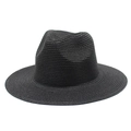 Cappello Panama classico in paglia nera con trama fine e tesa piatta protettiva - Stile Semplice / Nero