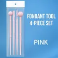 Pink fondant modeling tool 4-piece set in a transparent bag for cake DIY sculpting - 4-piece Petal Stick Set (macaron Pink)