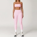 Women's pink two-piece yoga set including a tube top and high-waisted leggings - S / Top And Bottom / Sports Bra + Leggings / Sakura Pink
