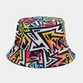 Double-sided reversible bucket hat with vibrant graffiti letters and colorful patterns - M(56-58cm) / No-5 Street Art Contrast Color