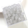 Translucent white cat eye glass barrel beads in a square box for DIY jewelry making - Grey Apple Bead