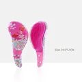 Pink flamingo hairbrush set with colorful beads and ergonomic grip, size 14.5x5.5cm - Small Pink Flamingo Hearts