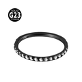 Black G23 titanium hinged nose ring inlaid with sparkling cubic zirconia crystals - 1.2x6mm / Black