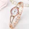 Montre à quartz en or rose pour femme avec cristaux brillants et cadran blanc élégant - Bracelet Doré Cadran Blanc / Or Cadran Blanc