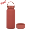 1L terracotta sports water bottle with matte finish and matching silicone bottom boot - 1 L / Brick Red