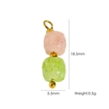 Pink and green faceted natural stone charm pendant with gold beads and 18.5mm height - Pink Green Faceted Gem