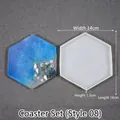 Hexagon silicone coaster mold for resin with blue ocean themed shell sample design - Large Hexagon Coaster