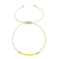 Minimalist hand-woven yellow rope bracelet with golden beads and adjustable sliding knot - Yellow Tube Beads / Gold Yellow