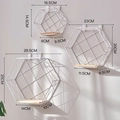Set of 3 white geometric floating shelves with light wood base for wall decor - Three-Piece Set / White