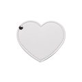 White heart-shaped PU leather portable makeup mirror with fine stitching and metal rivet - Pearl White