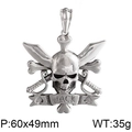 Punk style stainless steel pirate skull pendant with JACK engraving and crossed swords - No Chain - JACK Engraved Skull (KP80018-BD)