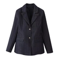 Blazer classico in denim blu scuro con rever a lancia e chiusura a due bottoni slim - S / Giacca Blu Navy