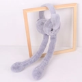Cute grey plush bunny ear muffs with moving ears and airbag control paws for kids - One Size / Rabbit-Grey
