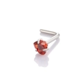 L-shaped silver stainless steel nose stud with a red heart-shaped zircon stone - Heart L-Shape / Red