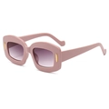 Y2K square thick frame sunglasses in light pink with gradient purple lenses - Solid Pink Frame Double Grey Lens