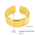 Minimalist wide band open ring in 18k gold plated stainless steel, US size 7 - Simple Wide Open Style (Y036) / Gold