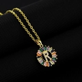 Rainbow cubic zirconia letter R necklace pendant in gold plated copper setting - Gold Plated Rainbow Zirconia Letter R