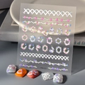 5D embossed nail art stickers with delicate floral wreaths and vine patterns - 5D Textured Floral Grid Line Style (FEB-833)