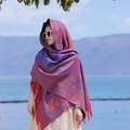 Ethnic paisley shawl in red blue purple with fringe, warm scarf for winter travel - Purple Paisley Ethnic Shawl