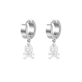 Silver skull drop earrings in stainless steel with a sleek punk rock jewelry finish - Style 4 (Skull Pendant) / Silver