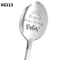 Good Morning Sister engraved stainless steel spoon with sun pattern for gifts - Good Morning Sister