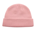 Pink ribbed knit cuff beanie in a soft warm fabric for winter fashion styling - Pink