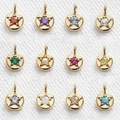 Set aus goldenen Stern-Geburtsstein-Anhängern mit 12 bunten quadratischen Zirkoniasteinen - Januar-Granat