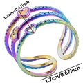 Regenbogenfarbener Edelstahlring mit Herzdesign und genauen Größenangaben - Regenbogen