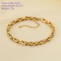 Minimalist 18K gold-plated 4mm Byzantine chain bracelet with lobster clasp and extension - Double Byzantine Chain 4mm