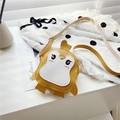 Bright yellow penguin-shaped kids crossbody bag with cute embroidery and slim shoulder strap - Yellow