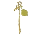 Close-up of golden star-shaped keychain with bow, heart pendant and metallic tassels - Star Clasp + Oval Mirror + Tassel / Gold Star (Oval Mirror Style)