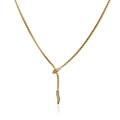 18k gold plated stainless steel snake pendant necklace with zircon crystals on box chain - 40+5cm / Gold Style 3 (S-Shape)