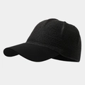 Detailed side view of the woven straw texture and black fabric brim on the baseball cap - M (56-58cm) / Black