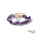 Elastic natural crushed purple crystal stone bracelet with adjustable gold chain clasp - Amethyst (Lobster Clasp)