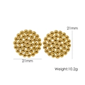 Minimalistische 14K vergulde ronde oorknopjes met een verfijnde parelmoer textuur - Rond / Goud
