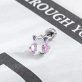 Cat ear headphones stud earring in silver with pink and purple gemstones - Light Pink (A392-1) / Single Piece