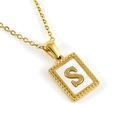 Gold stainless steel 18K plated necklace featuring a white shell letter S pendant - Letter S (Includes Chain)
