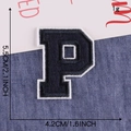 Navy blue embroidered letter P patch with white border for clothing and hat accessories - Letter P / Navy Blue