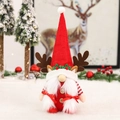 Muñeco gnomo de Navidad de peluche con astas de reno y gorro largo en rojo y blanco - Sombrero Rojo