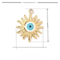 Ciondolo sole dorato con occhio smaltato blu e dimensioni 14mm in acciaio inossidabile - Occhio del Diavolo Sole Oro