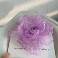 Grande pince à cheveux élégante en organza violet, idéale pour un style de vacances de printemps - Pinces à cheveux bec de canard / Violet