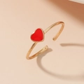 Anello dorato regolabile con un vivace cuore rosso smaltato dal design vintage - Oro (Cuore Smalto Rosso)