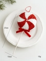 Red and white plush candy cane ornament with a velvet bow for Christmas tree hanging decor - Small Candy