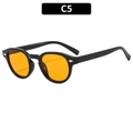 Retro small round sunglasses with black frame and amber orange lenses C5 variant - Black Frame Orange Lens